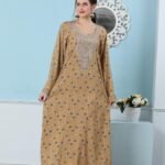 مخوار اماراتي بفصوص ذهبي خامه كشميري لون منجاوي