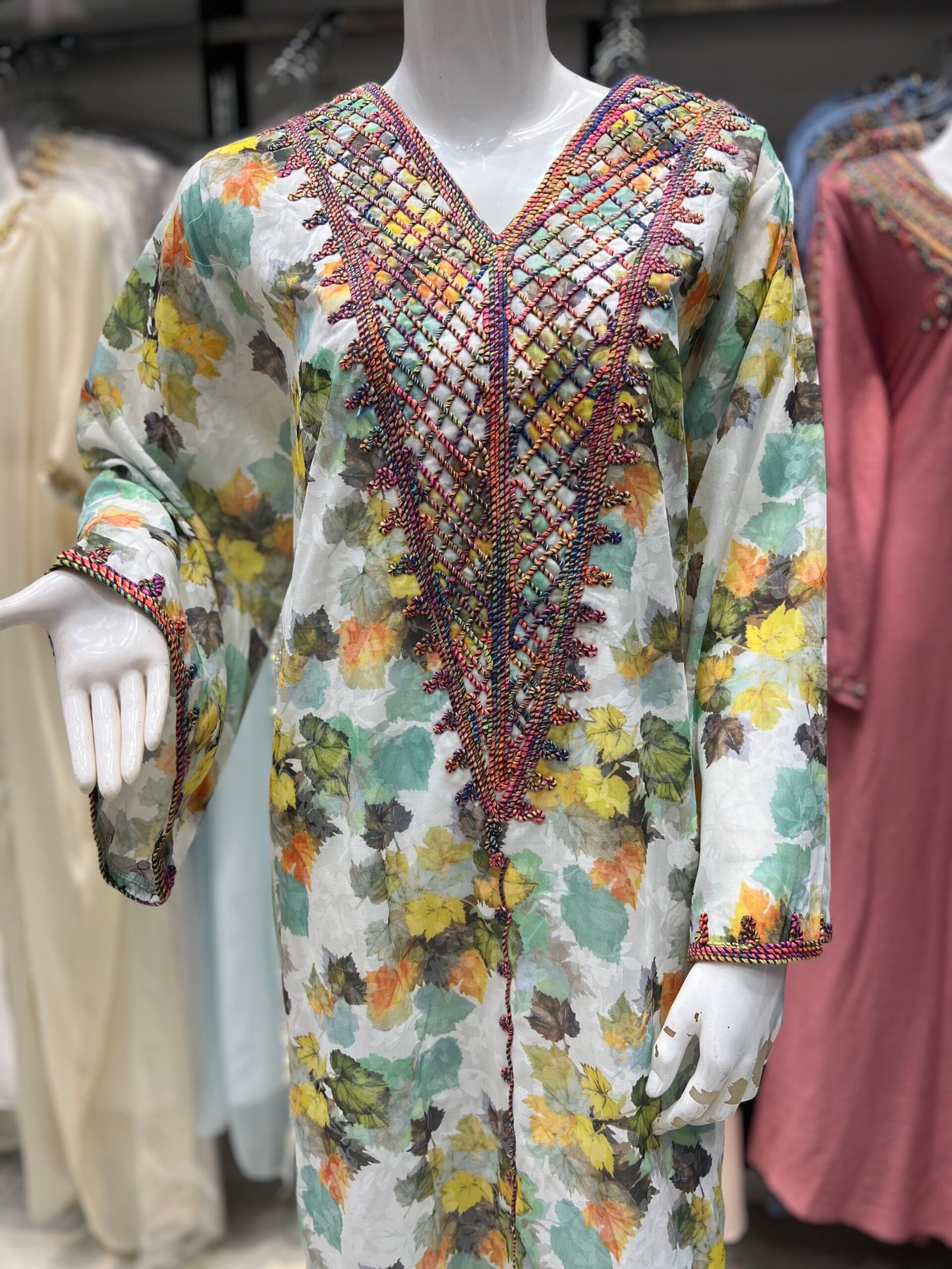 IMG_9681 جلابيات كويتي قطن مشجر كلوش لون ليموني - الصورة 1