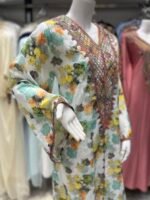 ⁦جلابيات كويتي قطن مشجر كلوش لون ليموني⁩ - الصورة ⁦2⁩