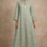 جلابيه فاخره بخرز صغير ذهبي مع فضي لون تفني