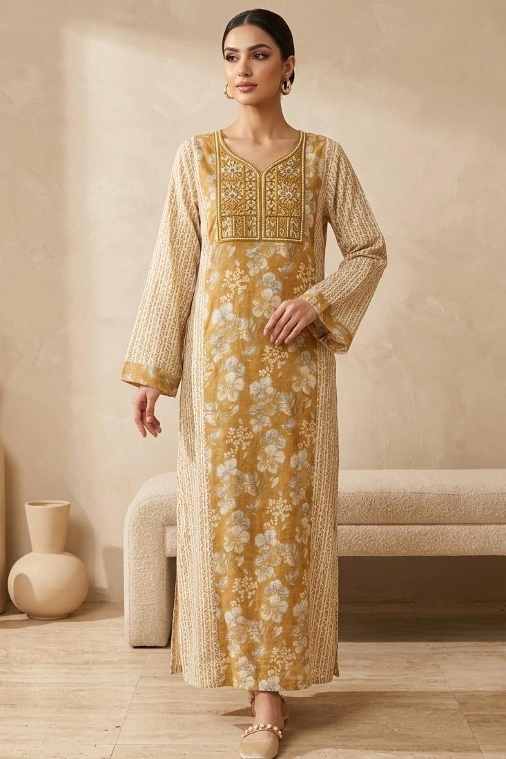 ٧ جلابيه مشجره اصفر - الصورة 1