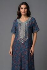 ⁦كشمير نص كم برسمات زهور صغيره⁩ - الصورة ⁦3⁩